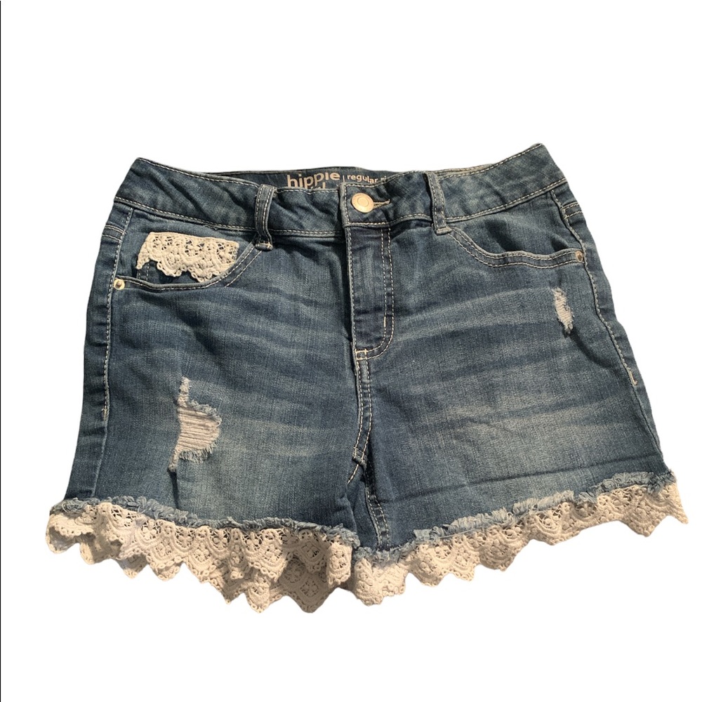 Jean Shorts with Lace Hem Size 14